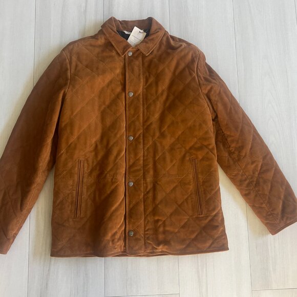 Peter Millar Men's Crown Suede Quilted Coat Jacket Whiskey Brown MF24Z08 $1295 - Picture 13 of 14